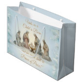 Christliches Weihnachtsdesign Große Geschenktüte (Vorderseite Schrägansicht)