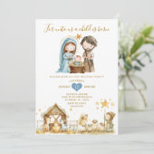 Christliches Weihnachtsfest im Weihnachtshaus Part Einladung (Stehend Vorderseite)