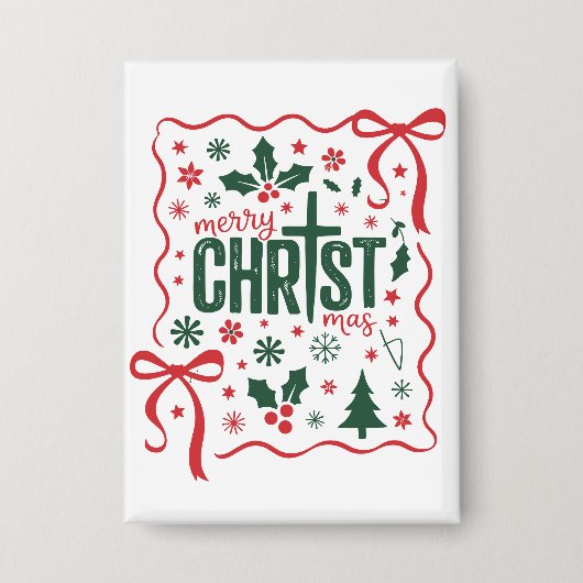 Christliches Weihnachtskreuz Zeichen Jesus Christu Button (Vorderseite)