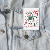 Christliches Weihnachtskreuz Zeichen Jesus Christu Button (Insitu)