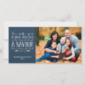 Christliches Weihnachtsverse Blue Holiday Foto Feiertagskarte (Vorderseite)