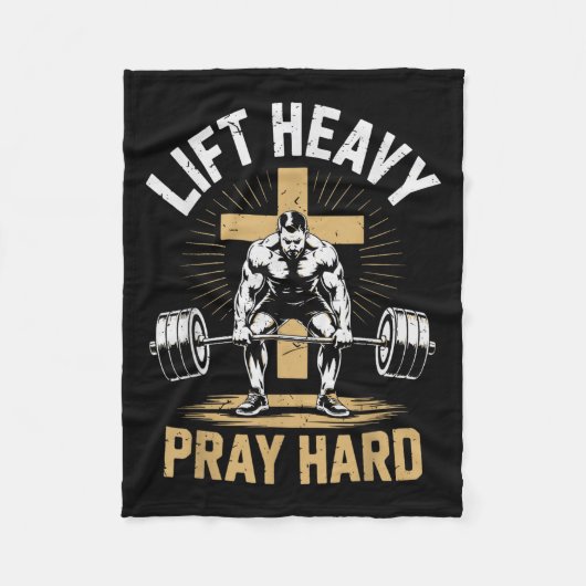Christliches Workout für Männer Hebe Schwer Bitte Fleecedecke (Vorderseite)