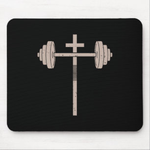 Christliches Workout Hantel Kreuz Hantel Gym Jesus Mousepad