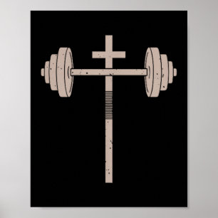 Christliches Workout Hantel Kreuz Hantel Gym Jesus Poster