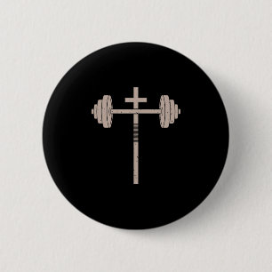 Christliches Workout Hantel Kreuz Hantelbank Fitne Button