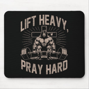 Christliches Workout Hebe Schweres Bete Hart Jesus Mousepad
