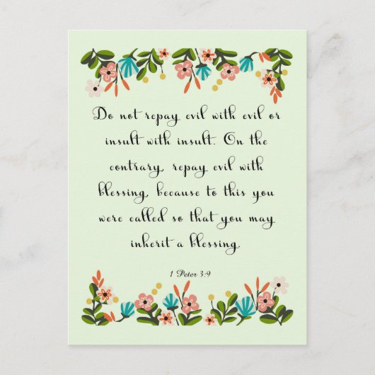 Christliches Zitat Art. 1 Peter 3:9 Postkarte (Vorderseite)