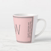 Christliches Zitat Blue Pink Monogram Milchtasse (Rechts)
