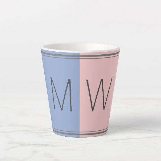 Christliches Zitat Blue Pink Monogram Milchtasse (Vorderseite)
