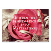 Christliches Zitat Gott kann gebrochene Stücke Tischnummer (Rückseite)