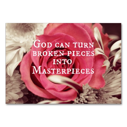 Christliches Zitat Gott kann gebrochene Stücke Tischnummer (Vorderseite)