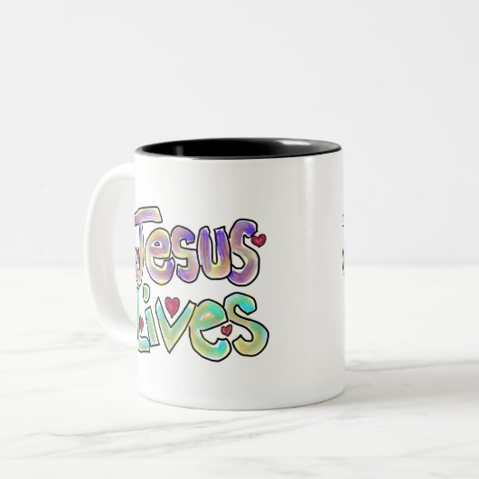 Christliches Zitat "Jesus lebt" Einzigartiges Küns Kaffeetasse (Vorderseite Links)