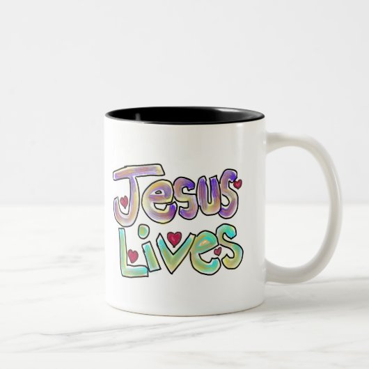 Christliches Zitat "Jesus lebt" Einzigartiges Küns Kaffeetasse (Rechts)