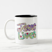 Christliches Zitat "Jesus lebt" Einzigartiges Küns Kaffeetasse (Links)