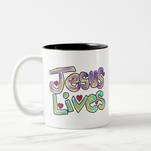 Christliches Zitat "Jesus lebt" Einzigartiges Küns Kaffeetasse (Links)