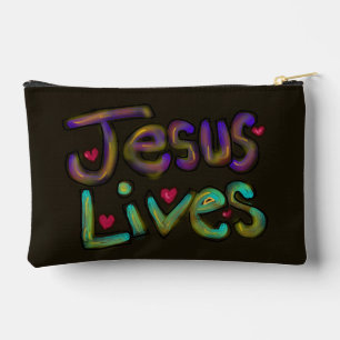 Christliches Zitat 'Jesus lebt' Floral  Zubehörtasche