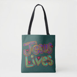 Christliches Zitat 'Jesus lebt' Grün Tasche