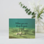 Christliches Zitat mit Inspiration: Erreichen des  Postkarte (Stehend Vorderseite)