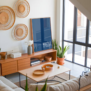 Christliches Zitat von Navy Blue Rooted Zitat Post Poster