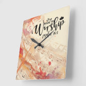 Christliches Zitat zum Anbeten gemacht Quadratische Wanduhr (Winkel)