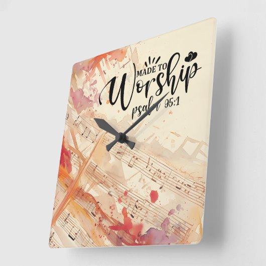 Christliches Zitat zum Anbeten gemacht Quadratische Wanduhr (Winkel)