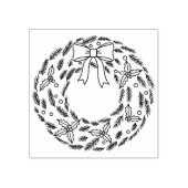 Christm Wreath in Black Lines Silhouette Gummistempel (Prägung)