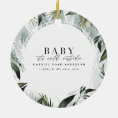 Christma Geburtsankündigung Aquarell Foto Keramik Ornament (Hinten)