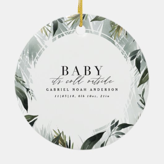 Christma Geburtsankündigung Aquarell Foto Keramik Ornament (Hinten)