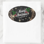 Christma-Grüße verzaubernd, funkeln und glänzen Ovaler Aufkleber (Tasche)