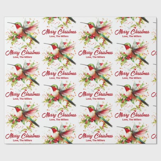 Christma Theme Hummingbird Geschenkpapier (Flach)