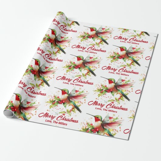 Christma Theme Hummingbird Geschenkpapier (Ungerollt)
