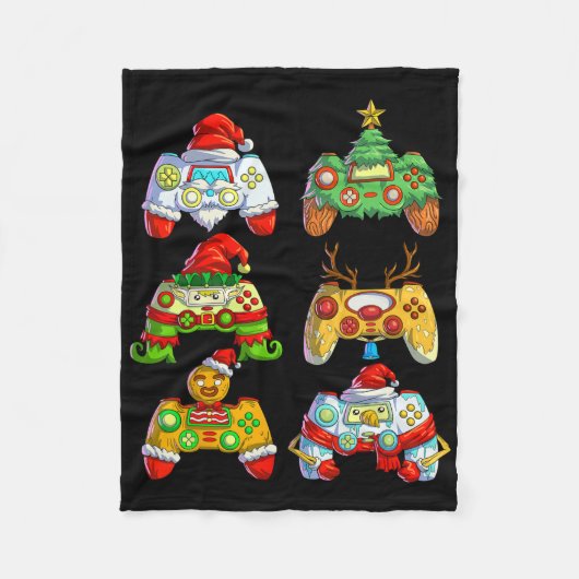 Christma Video Game Controller Weihnachtsmannmütze Fleecedecke (Vorderseite)