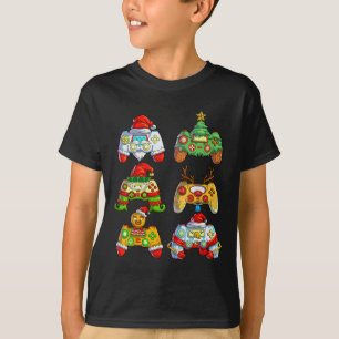 Christma Video Game Controller Weihnachtsmannmütze T-Shirt