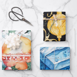 Christma Wrapping Paper Flat Sheet Set 3 Geschenkpapier Set