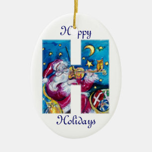 CHRISTMAL H SCHREIBEN / INSPIRIERT SANTA MONOGRAM KERAMIKORNAMENT