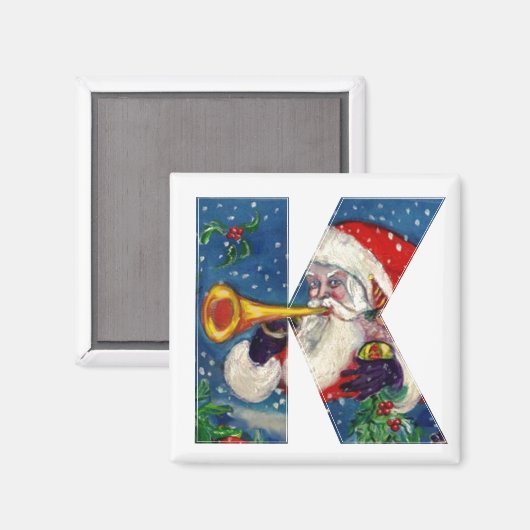 CHRISTMAL K SCHREIBEN / SANTA BUGLER MONOGRAMM MAGNET (Vorderseite/Rückseite)