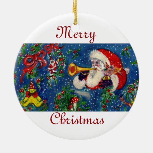 CHRISTMAL K SCHREIBEN / SANTA CLAUS BUGLER MONOGRA KERAMIKORNAMENT (Hinten)