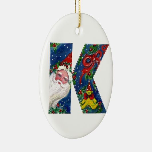 CHRISTMAL K SCHREIBEN / SANTA CLAUS MIT ROTEM RIBB KERAMIKORNAMENT (Rechts)