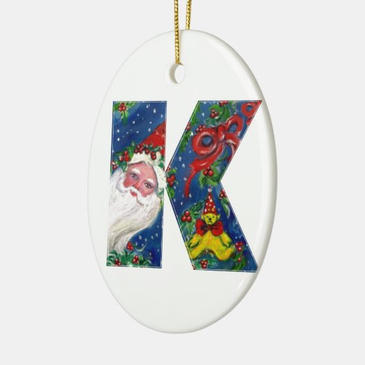 CHRISTMAL K SCHREIBEN / SANTA CLAUS MIT ROTEM RIBB KERAMIKORNAMENT (Links)