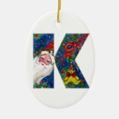 CHRISTMAL K SCHREIBEN / SANTA CLAUS MIT ROTEM RIBB KERAMIKORNAMENT (Vorne)