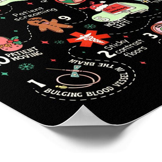 Christmas 12 Days Of Ct Technologist Cat Scan Radi Poster (Ecke)