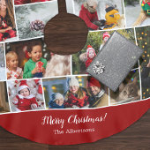 Christmas 16 Photo Collage with Family Name Red Polyester Weihnachtsbaumdecke