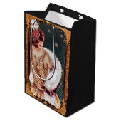 Christmas 1920s Flapper Girl in Glittery Dress Mittlere Geschenktüte (Rückseite Schrägansicht)