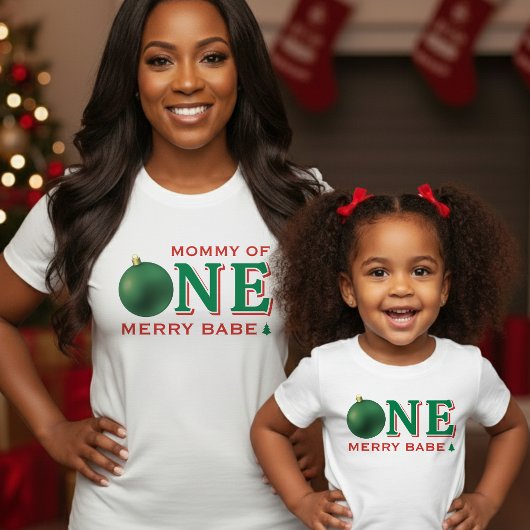 Christmas 1st Birthday Party Festive Red & Green Baby T-shirt