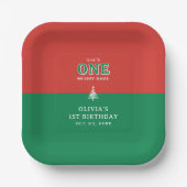 Christmas 1st Birthday Party Festive Red & Green Pappteller (Vorderseite)