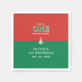 Christmas 1st Birthday Party Festive Red & Green Serviette (Vorderseite)
