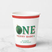Christmas 1st Birthday Party Merry Ornament Pappbecher (Vorderseite)