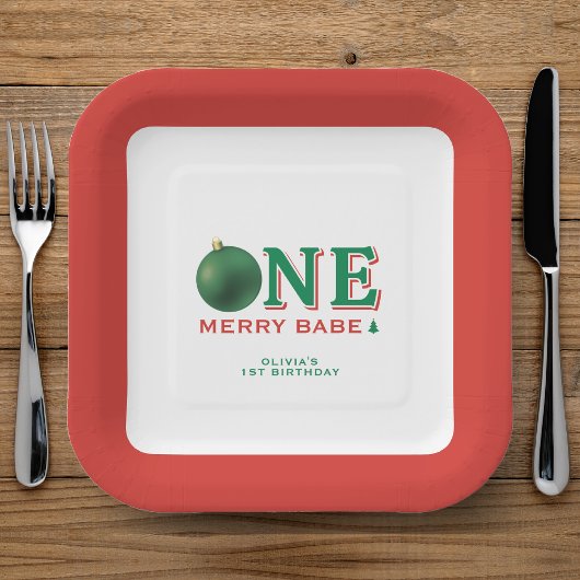 Christmas 1st Birthday Party Merry Ornament Pappteller