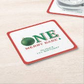 Christmas 1st Birthday Party Merry Ornament Rechteckiger Pappuntersetzer (angewinkelt)