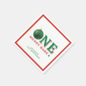 Christmas 1st Birthday Party Merry Ornament Serviette (Ecke)